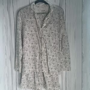 Haven Well Within Womens Pajama Set Small Gray White Animal Cotton Organic